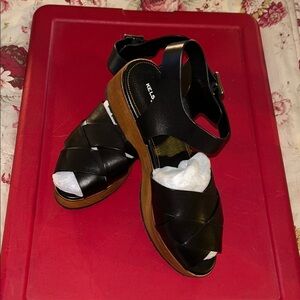 Kelsi Dagger Black Sandals with Ankle Straps